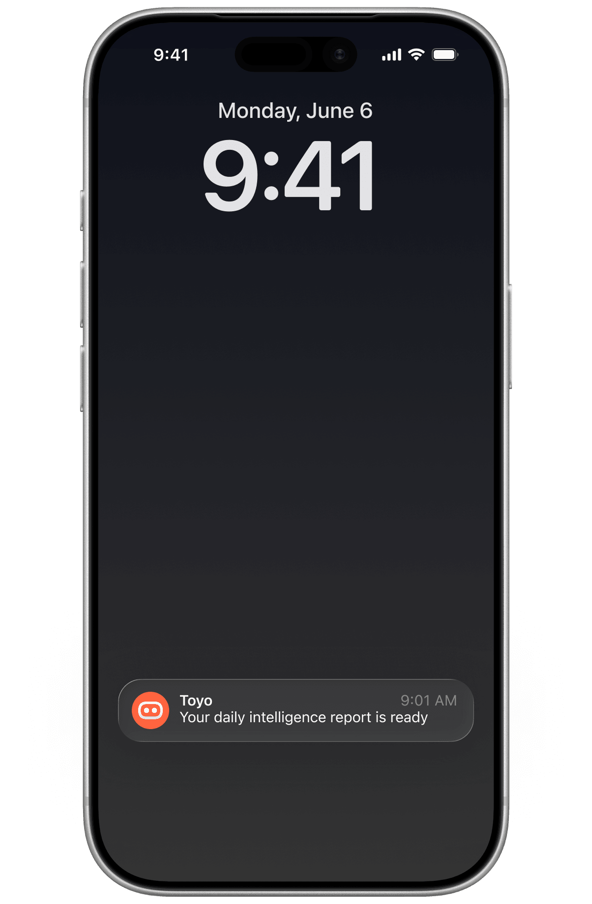 iPhone showing Toyo notification