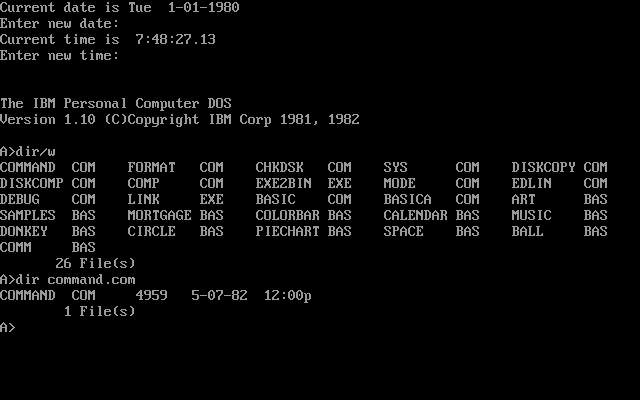 MS-DOS, the command line interface of IBM PCs