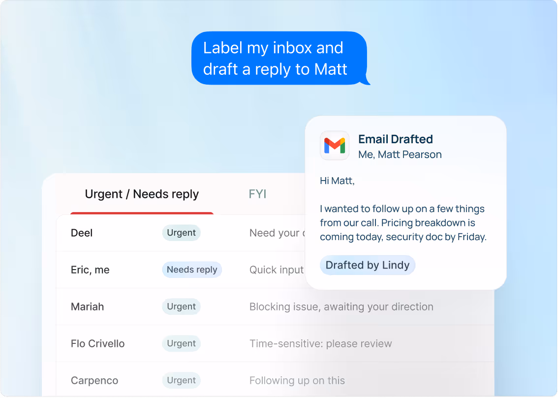 Lindy AI assistant iMessage interface