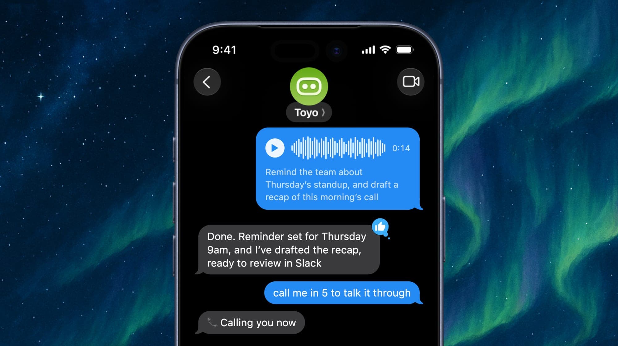 Toyo handling voice notes and phone calls