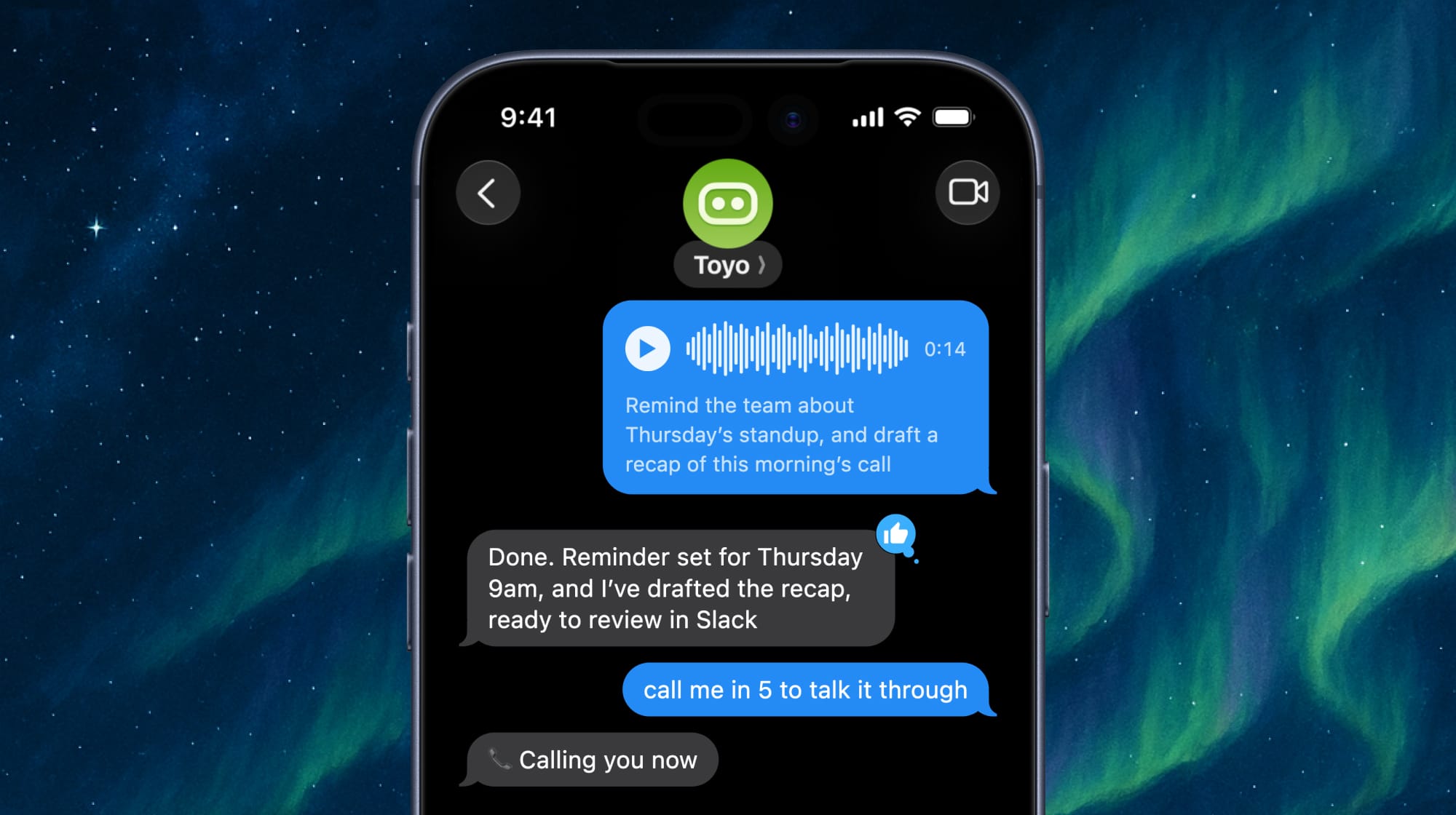 Toyo handling voice notes and phone calls